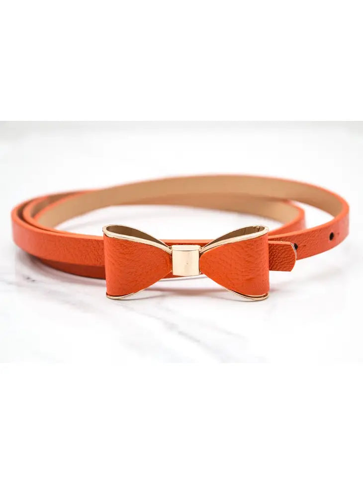 Orange Bow Skinny Belt